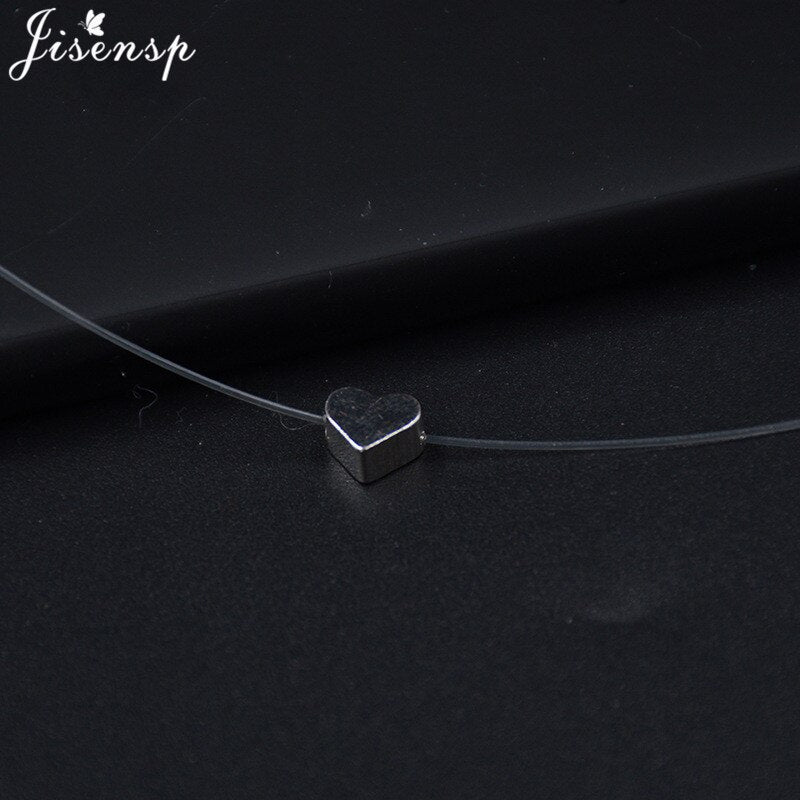 Transparent Fishing Line Invisible Necklace for Women Simple Imitation Pearl Crystal Zircon Cross Choker Necklaces
