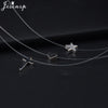 Transparent Fishing Line Invisible Necklace for Women Simple Imitation Pearl Crystal Zircon Cross Choker Necklaces