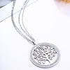 Tree of Life Crystal Round Small Pendant Necklace Silvery Stainless Steel Elegant For Women Necklaces Jewelry Gift
