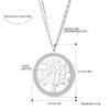 Tree of Life Crystal Round Small Pendant Necklace Silvery Stainless Steel Elegant For Women Necklaces Jewelry Gift