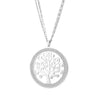 Tree of Life Crystal Round Small Pendant Necklace Silvery Stainless Steel Elegant For Women Necklaces Jewelry Gift