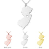 USA State Map Pendant Necklace Jersey Heart Charm Stainless Steel Necklace Link Chain Women Wonderful Jewelry