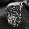 Vintage Death Hip Hop Punk Rock Alloy Silvery Ring for Men Women  Grim Reaper Sickle Rings Jewelry