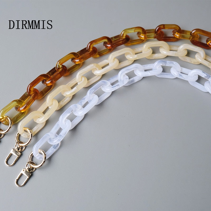 Woman Handbag Accessory Chain Detachable Replacement White Beige Amber Strap Women Shoulder DIY Resin Bag Cute Chain