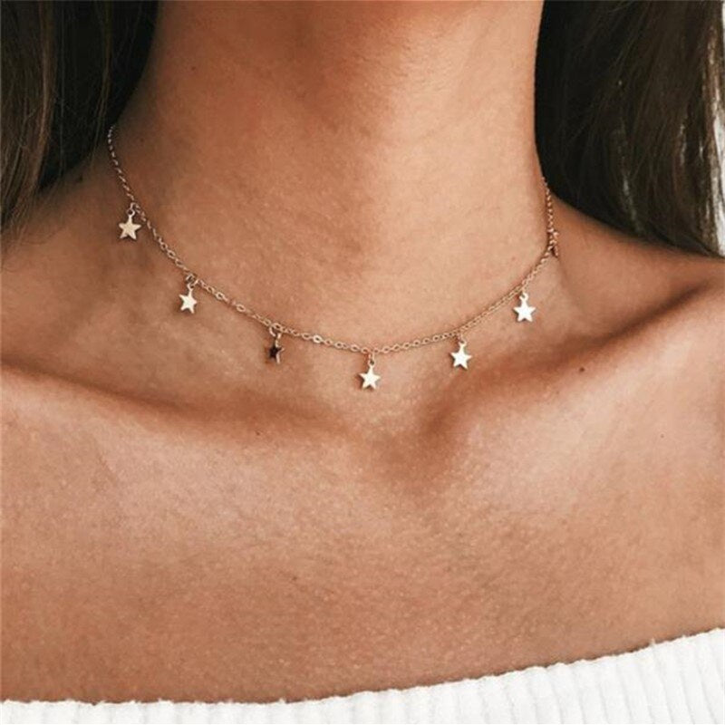 Women Choker Necklace Trendy Link Chain Statement Collar Neck Jewerly Golden Silver Color Jewelry for Gift