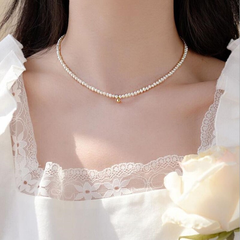 Women Necklace Choker Pearl Necklace Ladies Collares Gold Color Alloy Jewelry Birthday Gift Jewelry Accessories 2022