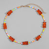 Women Necklace Colorful Beads Cartoon Bear Handmade Choker Candy Color Female Chain necklace Jewelry Accessories