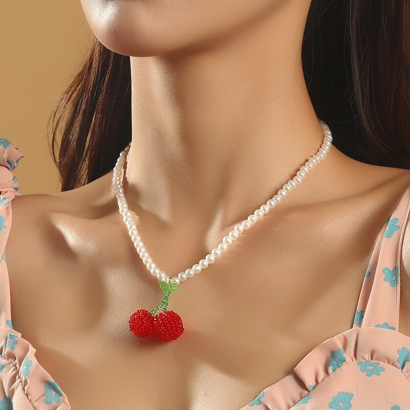 Women's Multicolor Beads Handmade Necklaces Love Angel Choker Clavicular Chain Colorful Female Beach Jewelry