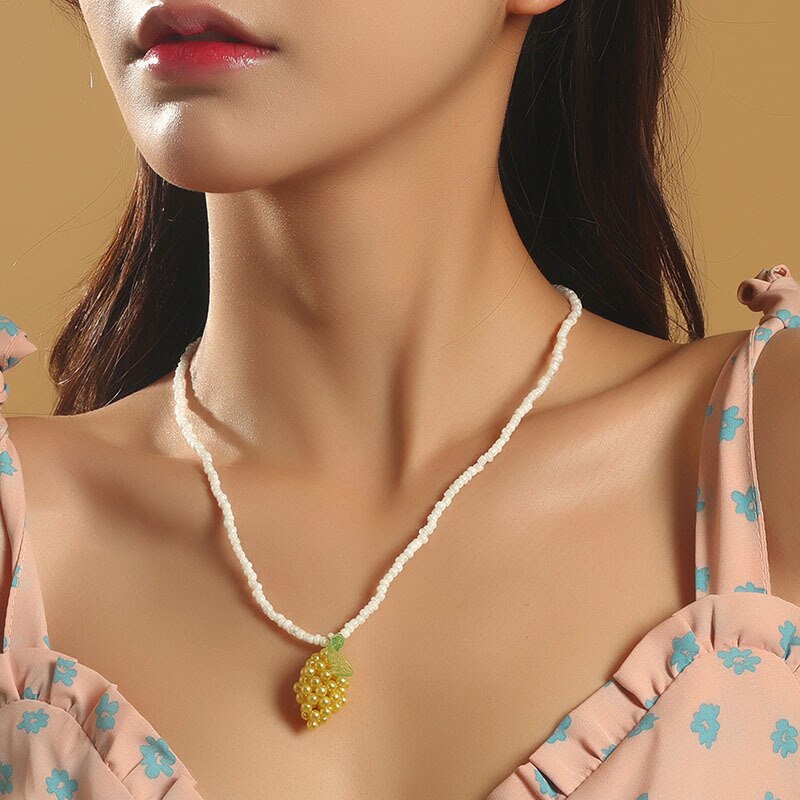 Women's Multicolor Beads Handmade Necklaces Love Angel Choker Clavicular Chain Colorful Female Beach Jewelry