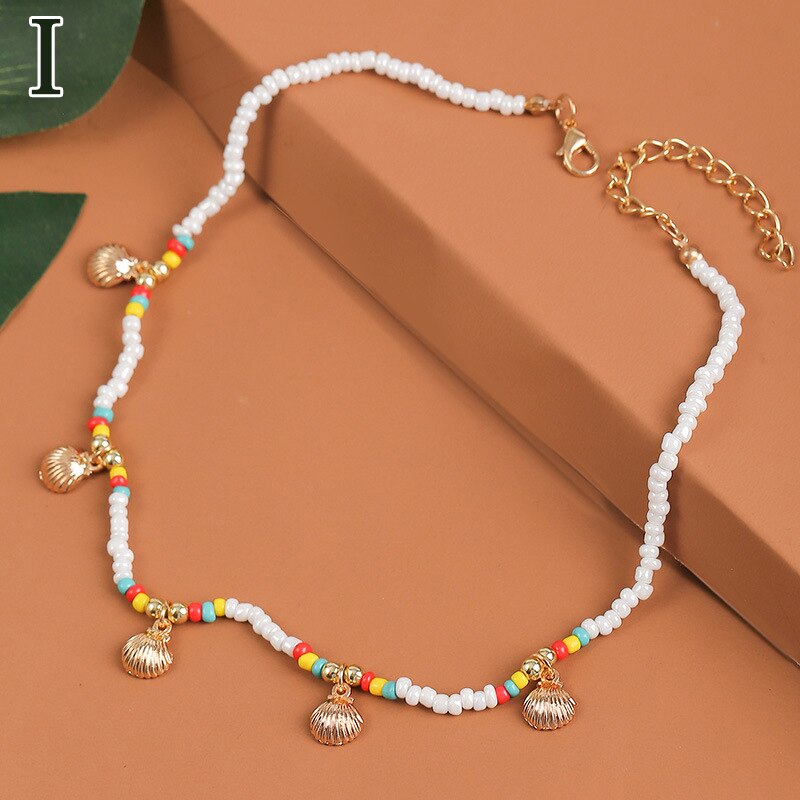Women's Multicolor Beads Handmade Necklaces Love Angel Choker Clavicular Chain Colorful Female Beach Jewelry