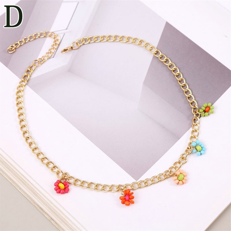 Women's Multicolor Beads Handmade Necklaces Love Angel Choker Clavicular Chain Colorful Female Beach Jewelry