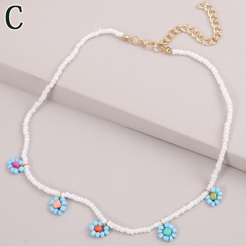 Women's Multicolor Beads Handmade Necklaces Love Angel Choker Clavicular Chain Colorful Female Beach Jewelry