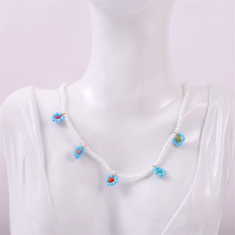 Women's Multicolor Beads Handmade Necklaces Love Angel Choker Clavicular Chain Colorful Female Beach Jewelry