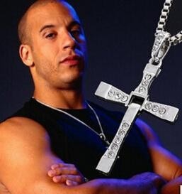 Fast and Furious 7 Moive Cross Tourette Necklace Dominic Toretto Cross Pendant Necklace For Men