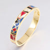 New Fine Jewelry Color Design Pattern Gold Opening Enamel Bracelet Bangle for Women Stainless Steel Bangles Ethnic Jewelry