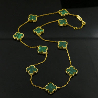 New Four Leaf Clover Flower Jewelry For Women Long Pendant Necklace Black Green Red Mother Shell Pearl Pendant Dropshipping