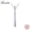 New Fsshion Simple Line Bar Necklace Sterling Silver Cubic Zirconia Horizontal Half Pave Cz Stick Necklaces Jewelry gift ZK30