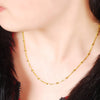 Genuine 24K Gold Necklace Plating Gold 45CM Box Chain Beaded Necklace Short Chain For Woman Charm Jewelry
