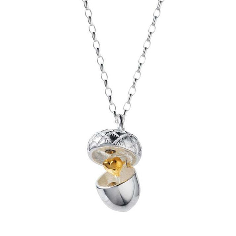 Geometric round Cute Pinecone Tiny Acorn Necklace Food fruit Pine Cone Necklace Small Squirrel Nut Necklaces for Lucky Gifts