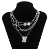 Geometry Dice Pin Clasp Choker Necklace Hip Hop Metal Round Beads Necklace Punk Keys Pendant Necklaces For Women Men Jewelry