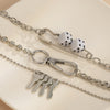 Geometry Dice Pin Clasp Choker Necklace Hip Hop Metal Round Beads Necklace Punk Keys Pendant Necklaces For Women Men Jewelry