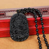Glass Black Lucky Ruyi Guan Gong Buddha Dragon Sheep Stones Pendant Necklace Joker Sweater Chain Necklace Jewelry Gifts