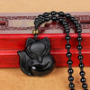 Glass Black Lucky Ruyi Guan Gong Buddha Dragon Sheep Stones Pendant Necklace Joker Sweater Chain Necklace Jewelry Gifts