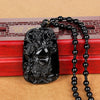 Glass Black Lucky Ruyi Guan Gong Buddha Dragon Sheep Stones Pendant Necklace Joker Sweater Chain Necklace Jewelry Gifts