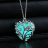 Glow In The Dark necklace Chocker Hollow Heart Locket Glowing Stone Pendant Stainless Steel Chain Necklace For Women