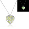 Glow In The Dark necklace Chocker Hollow Heart Locket Glowing Stone Pendant Stainless Steel Chain Necklace For Women