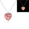 Glow In The Dark necklace Chocker Hollow Heart Locket Glowing Stone Pendant Stainless Steel Chain Necklace For Women