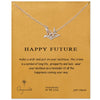 Gold Color Thousand Paper Cranes with Gift Card Hollow Out Dove Origami Pigeon Long Animal Necklace Bird Pendant Necklace
