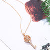Gold Hollow Sun Flower Key Pendant Necklace For Women Simple CZ Zircon Gold Short Choker Neckalce Female Trendy Jewelry Gift