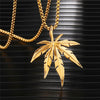 Gold Silver Plated Cannabiss Small Weed Herb Charm Necklace Maple Leaf Pendant Necklace Hip Hop Jewelry