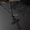 Goth Black Cross Rosary Necklace Chain Pendant Witchy Victorian Alternative Punk Witchy Statement Rock Jewelry Women Gift