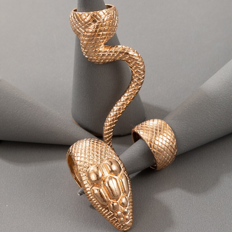 Goth Punk Snake Rings For Women Men Hip Hop Rock 3PCS Gold Color Ring Set Emo Snake Jewelry Slytherin Accessories Egirl Gift