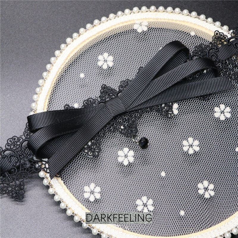 Gothic Lolita Women Aesthetic Choker Necklace Black Lace Choker Vintage Girls Collares Accessories Japanese Sweet Pendants