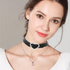Gothic PU Leather Short Necklace for Women Punk Heart Square Locking Buckle Choker Necklace Girls Party Collar Jewelry Gifts