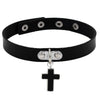 Gothic Punk Leather Choker Necklace For Women Teens Girls Rivet Heart Cross Collar Necklace Rock  Jewelry Gifts