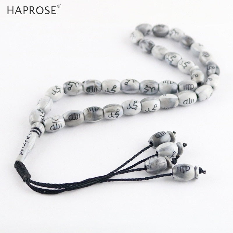 New Gr Bracelet Allah Beads Leisure Hand Bracelet 33 Beads Islam Muslim Allah Sculpting Text Beads 10*13mm tasbih Tassel Gifts