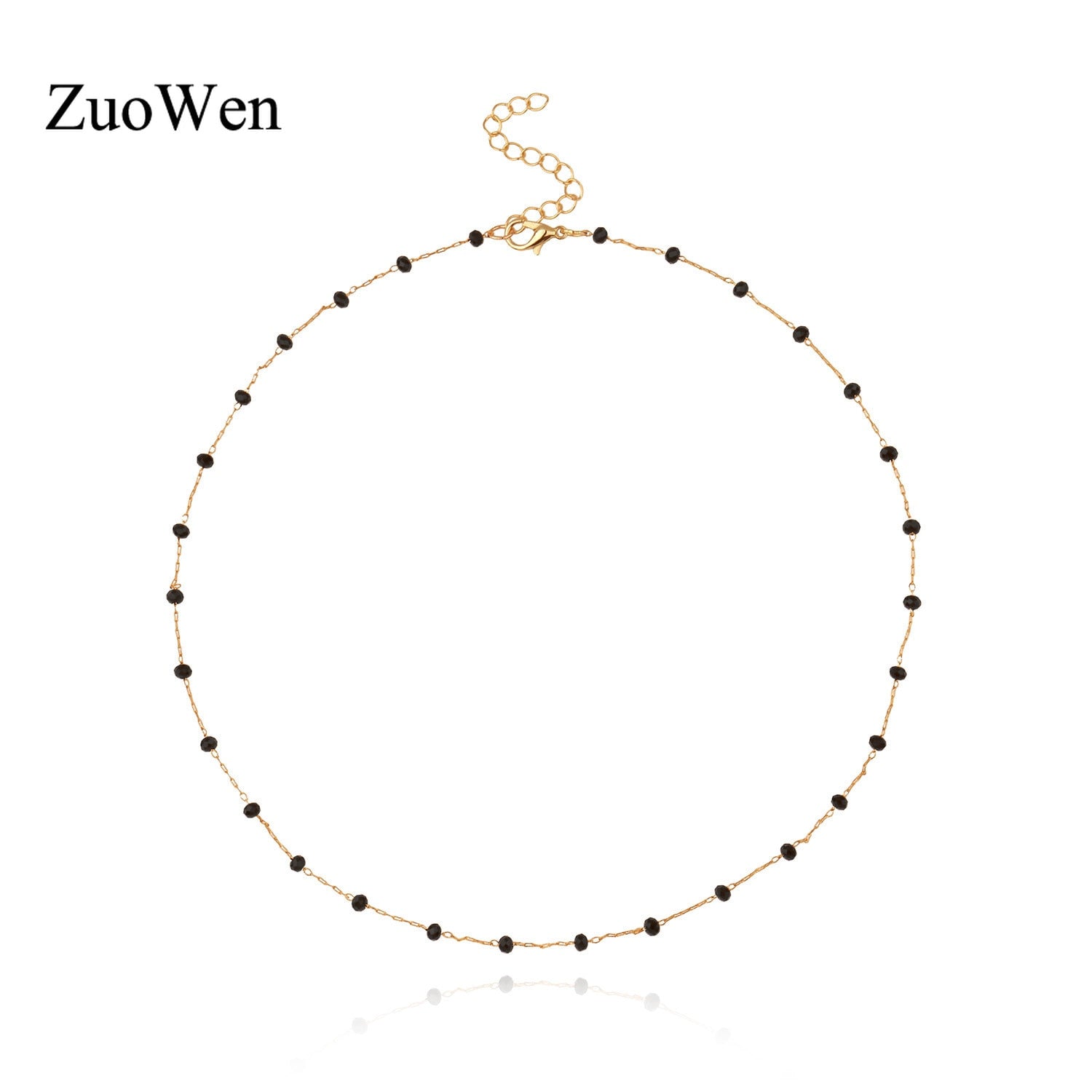Handmade Black Beads Charm Necklace Women Gold Silver Color  Chain Choker Necklace Jewelry Gifts XL1302