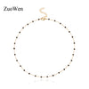Handmade Black Beads Charm Necklace Women Gold Silver Color  Chain Choker Necklace Jewelry Gifts XL1302