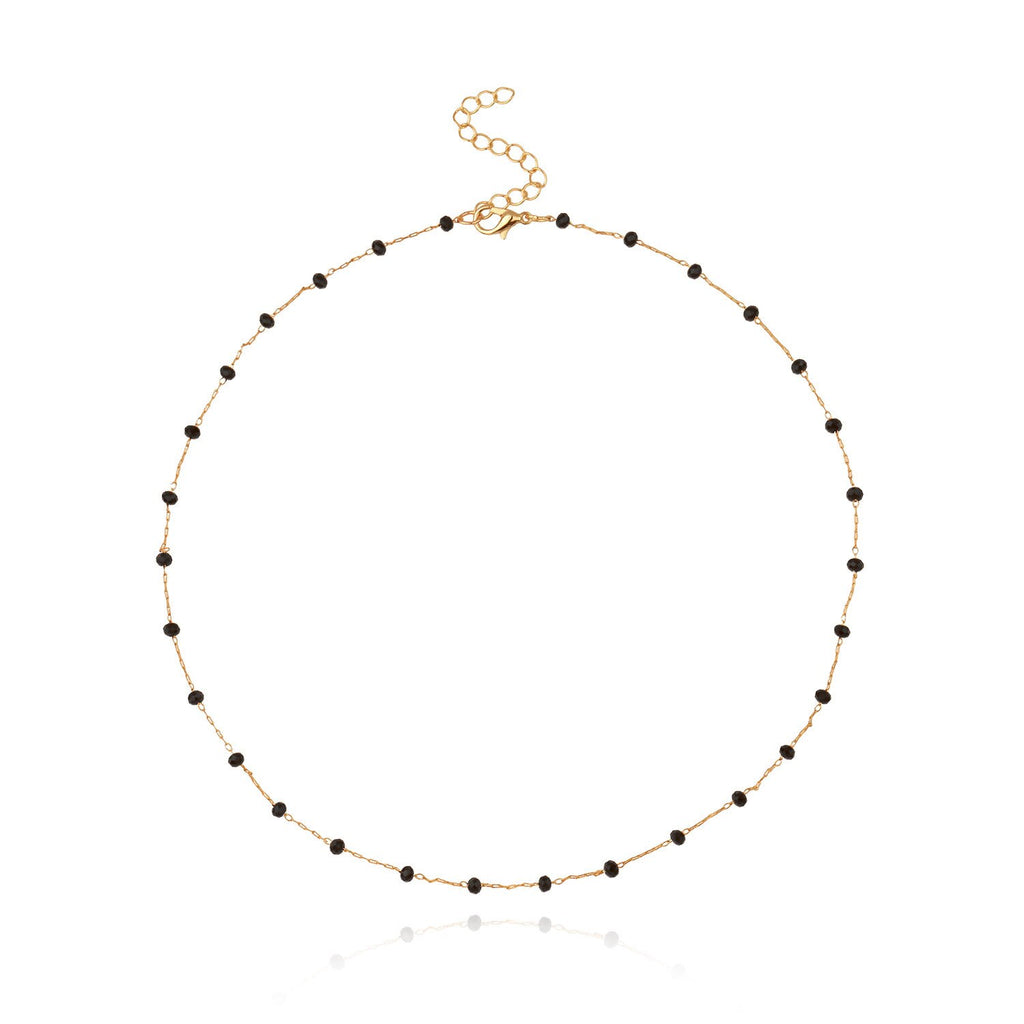 Handmade Black Beads Charm Necklace Women Gold Silver Color  Chain Choker Necklace Jewelry Gifts XL1302