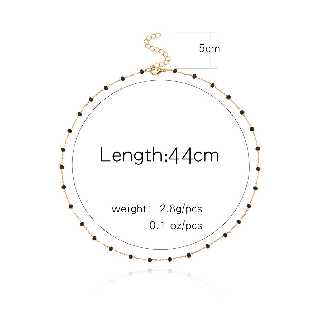 Handmade Black Beads Charm Necklace Women Gold Silver Color  Chain Choker Necklace Jewelry Gifts XL1302