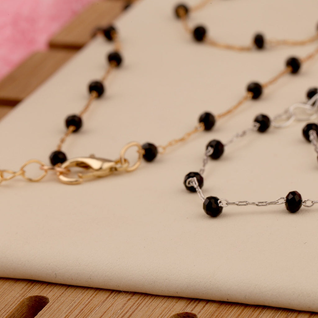 Handmade Black Beads Charm Necklace Women Gold Silver Color  Chain Choker Necklace Jewelry Gifts XL1302