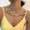 Handmade Bohemian Imitation Pearl Resin Fruit Seed Beads Necklace  Bohemia Collar Summer Beach Women Trendy Chokers Jewelry