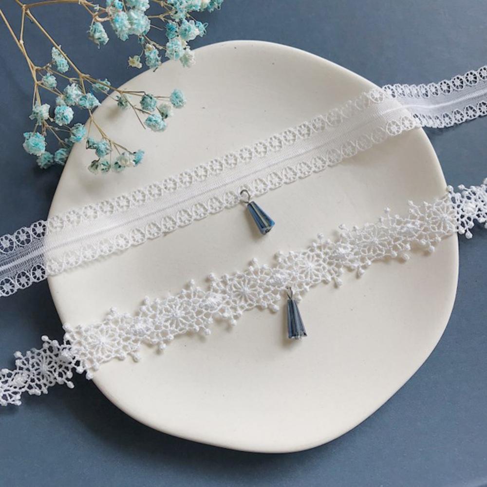 Handmade Summer Gothic handmade Clavicle Chain necklace white vintage lace Pearl Short choker necklace women jewelry