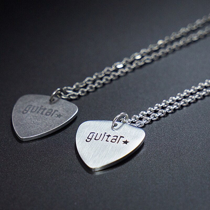 Heart Shaped Guitar Pick Pendant Necklace Men's Women's Necklace Metal Sliding Pendant Accessories Jewelry Guitar Pick Gift