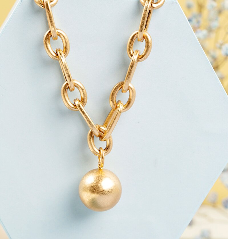 Hip Hop Metal Thick necklace Chain For Women with round ball Stainless Steel everyday essential Party Jewelry