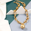 Hip Hop Metal Thick necklace Chain For Women with round ball Stainless Steel everyday essential Party Jewelry